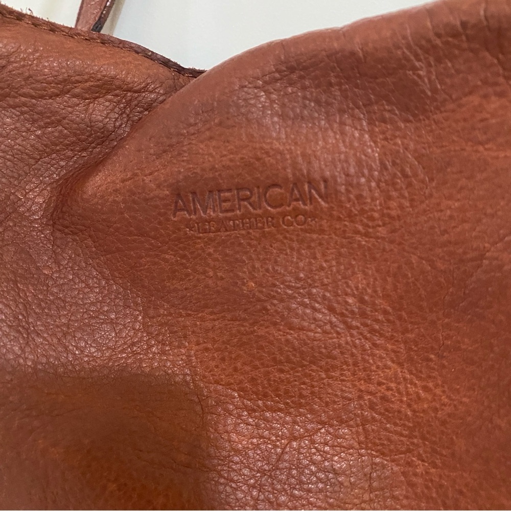 American Leather Co. Cognac Brown Leather Hobo Bag Minimalist Shoulder Purse - Picture 7 of 16